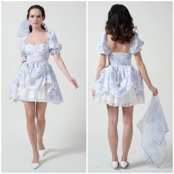 💕SELKIE💕 The Bed & Breakfast Kiera Dress ~ Blue Floral Print XXL - Picture 9 of 16